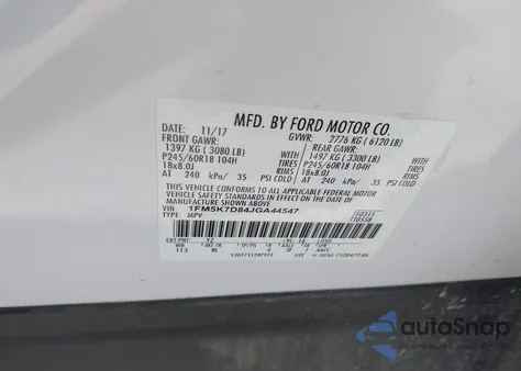 2018 Ford Explorer Xlt from USA, damaged, VIN 1FM5K7D84JGA44547